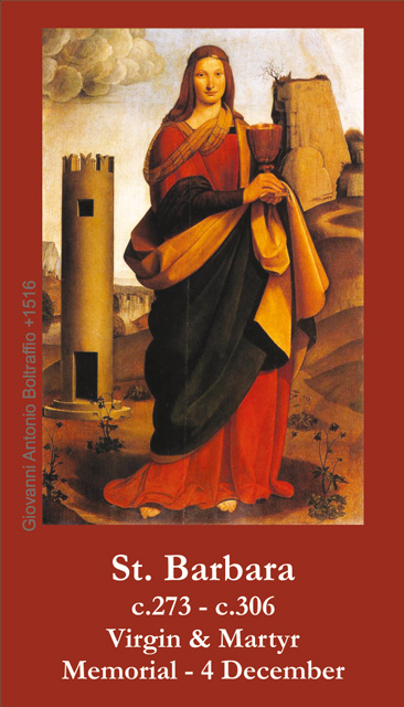 St. Barbara Prayer Card